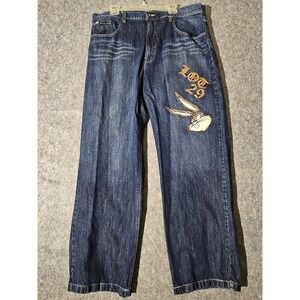 Lot 29 Jeans Mens 42 Blue Bugs Bunny Looney Tunes Embroidered Wide Leg Y2K